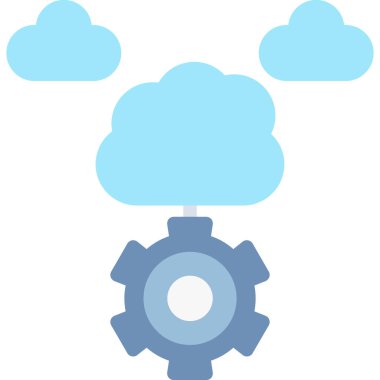 Bulut Geliştirme Düz Simgesi, Basit Tasarımlı Vektör İllüstrasyonu
