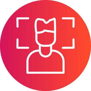 Yüz Tespit Çizgisi Gradyan Çemberi Simgesi, Basit Tasarımlı Vektör Resimleri