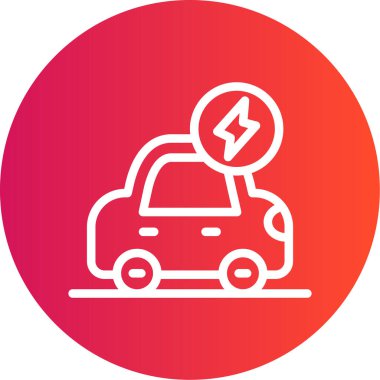 Electric Car Line Gradyan Çemberi Simgesi, Basit Tasarımlı Vektör Resimleri
