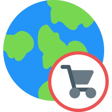 Küresel Piyasa Düz Simgesi, Basit Tasarımlı Vektör Resimleri