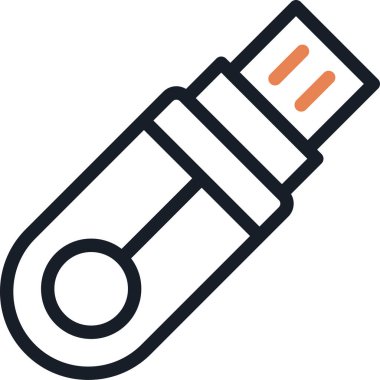 Flaş Sürücü Satırı Simgesi, Basit Tasarımlı Vektör Resimleri