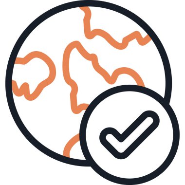 Küresel Çözümler Çizgisi Simgesi, Basit Tasarımlı Vektör İllüstrasyonu