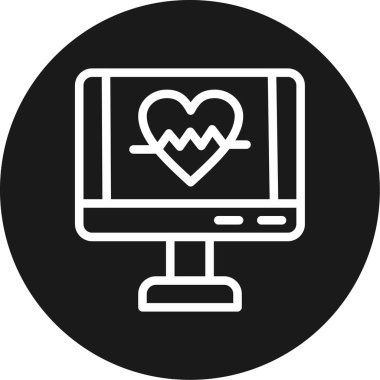 Kardiyak Diyagram Çizgisi Çemberi BG Simgesi, Basit Tasarımlı Vektör Resimleri