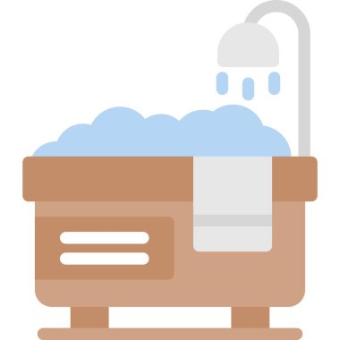 Otel Banyosu Düz Simgesi, Basit Tasarımlı Vektör Resimleri