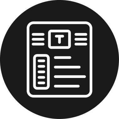 Editoryal Satır Çemberi BG Simgesi, Basit Tasarımlı Vektör İllüstrasyonu