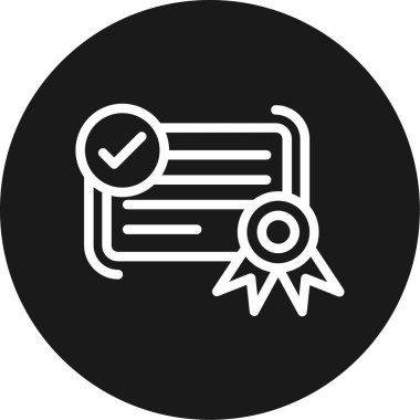 Sertifika Satırı Çemberi BG Simgesi, Basit Tasarımlı Vektör Resimleri Öğreniliyor