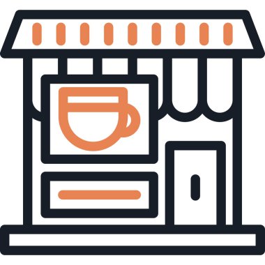 Kafe Çizgisi Simgesi, Basit Tasarımlı Vektör İllüzyonu