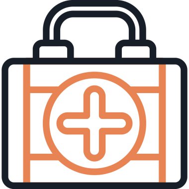 İlk Yardım Çantası Satırı Simgesi, Basit Tasarımlı Vektör Resimleri