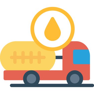 Yağ Taşımacılığı Düz Simgesi, Basit Tasarımlı Vektör Resimleri