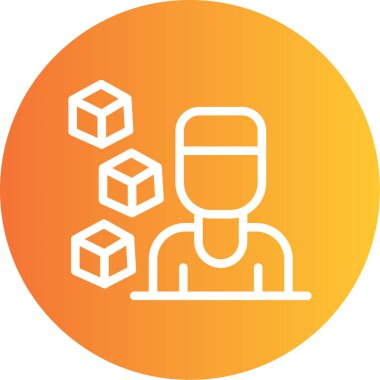 Play Line Gradyan Çemberi Simgesi ile Öğrenme, Basit Tasarımlı Vektör Resimleri