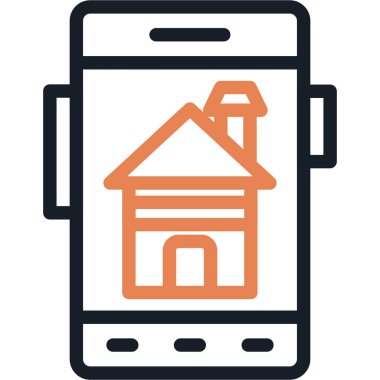 Gayrimenkul Web Sitesi Satırı Simge Ögesi, Basit Tasarımlı Vektör İllüstrasyonu