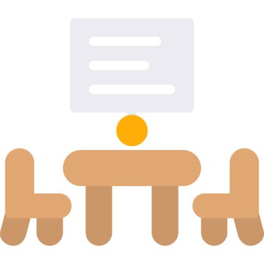 Toplantı Odası Düz Simge, Basit Tasarımlı Vektör Resimleri