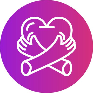 Arkadaşlık Sarılma Hattı Gradyan Çemberi Simgesi, Basit Tasarımlı Vektör Resimleri