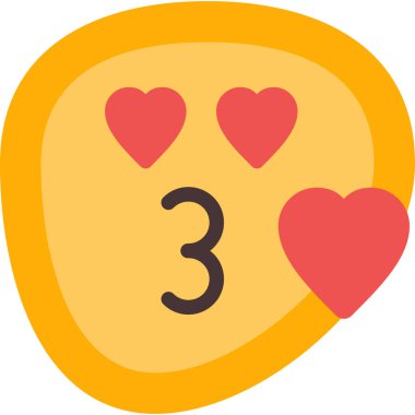 Kiss Face Düz Simgesi, Basit Tasarımlı Vektör Resimleri