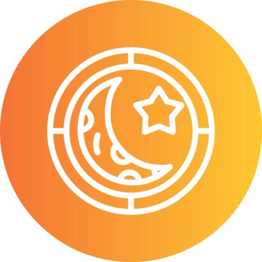 Din Çizgisi Gradyan Çemberi Simgesi, Basit Tasarımlı Vektör İllüzyonu