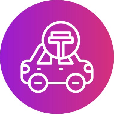 Cam temizleme çizgisi olan araba Gradyan Çember Simgesi, Basit Tasarımlı Vektör Resimleri