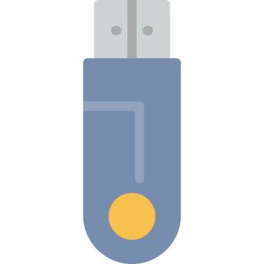 USB Sürücü Düz Simgesi, Basit Tasarımlı Vektör Resimleri