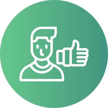 Satır Üstü Başparmaklar Gradyan Çemberi Simgesi, Basit Tasarımlı Vektör Resimleri