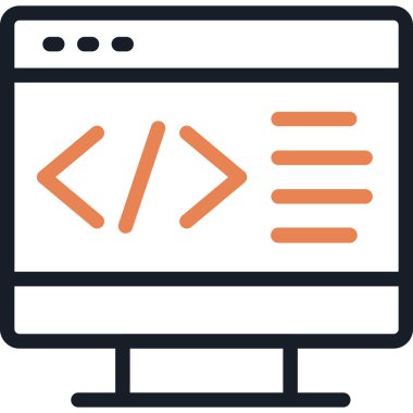 Programcı Satırı Simgesi, Basit Tasarımlı Vektör İllüstrasyonu