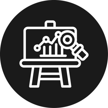 Analiz Stratejisi Çizgisi Çemberi BG Simgesi, Basit Tasarımlı Vektör Resimleri