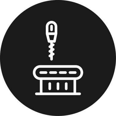 CNC Makine Satırı Çemberi BG Simgesi, Basit Tasarımlı Vektör Resimleri