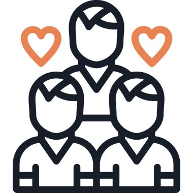 Topluluk Grubu Satırı Simge Ögesi, Basit Tasarımla Vektör İllüstrasyonu