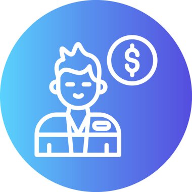 Ekonomist Çizgisi Gradyan Çemberi Simgesi, Basit Tasarımlı Vektör İllüstrasyonu