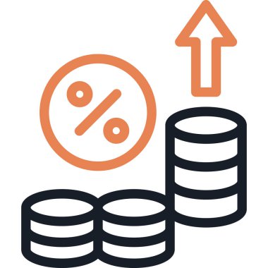 Enflasyon Maliyet Çizgisi Simgesi, Basit Tasarımlı Vektör İllüstrasyonu