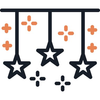 Yeni Yıl Dekorasyonu Simgesi, Basit Tasarımlı Vektör Resimleri