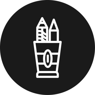 Kalem Satırı Çemberi BG Simgesi, Basit Tasarımlı Vektör Resimleri