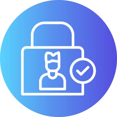 Kimlik Doğrulama Satırı Gradyan Çemberi Simgesi, Basit Tasarımlı Vektör Resimleri