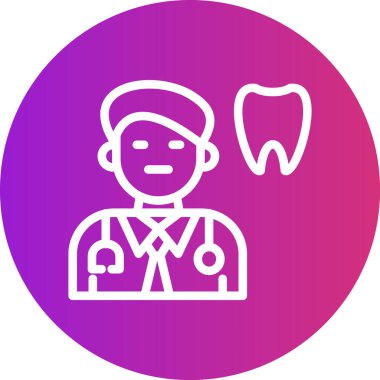 Dişçi Satırı Gradyan Çemberi Simgesi, Basit Tasarımlı Vektör İllüstrasyonu