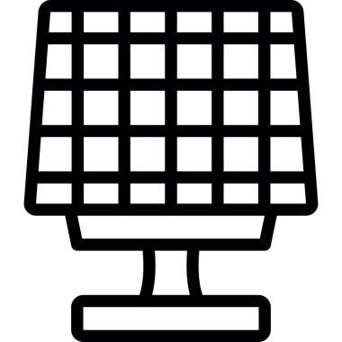 Güneş Enerjisi Çizgisi Simge Ögesi, Basit Tasarımlı Vektör İllüstrasyonu