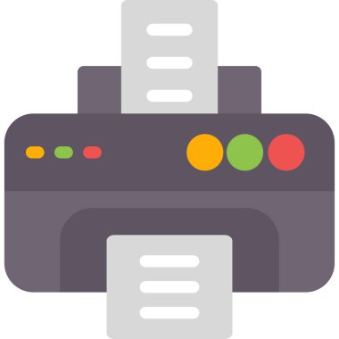 Office Printer Düz Simgesi, Basit Tasarımlı Vektör Resimleri