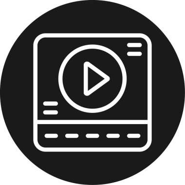 Video Oyuncu Satırı Çemberi BG Simgesi, Basit Tasarımlı Vektör Resimleri