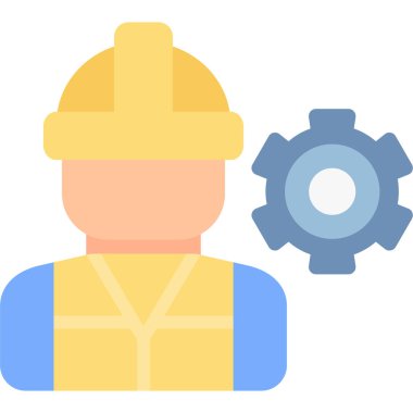 Endüstriyel Mühendislik Düz Simgesi, Basit Tasarımlı Vektör İllüzyonu