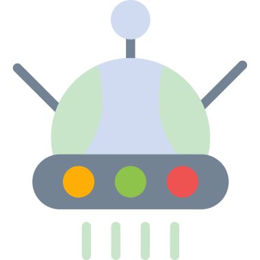 Basit Tasarımlı UFO Düz Simgesi, Vektör İllüstrasyonu