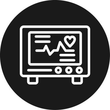 Kalp İzleme Hattı Çemberi BG Simgesi, Basit Tasarımlı Vektör Resimleri