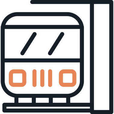 Tren İstasyonu Çizgisi Simgesi, Basit Tasarımlı Vektör Resimleri