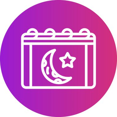 İslami Takvim Çizgisi Gradyan Çemberi Simgesi, Basit Tasarımlı Vektör Resimleri