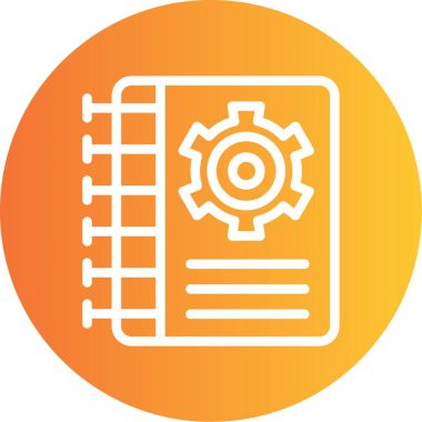 İş Kitabı Çizgisi Gradyan Çemberi Simgesi, Basit Tasarımlı Vektör İllüstrasyonu