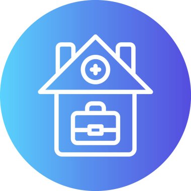 Merkez Ofis Çizgisi Gradyan Çemberi Simgesi, Basit Tasarımlı Vektör İllüstrasyonu