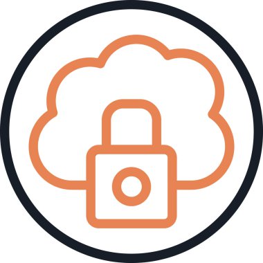 Bulut Güvenlik Politikası Simge Çizgisi, Basit Tasarımlı Vektör İllüstrasyonu