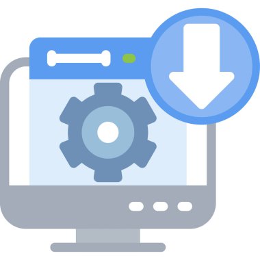 Yazılım Bütünleşmesi Düz Simgesi, Basit Tasarımlı Vektör İllüstrasyonu