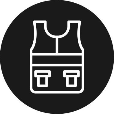 Güvenlik Yelekleri Çizgisi Çemberi BG Simgesi, Basit Tasarımlı Vektör Resimleri