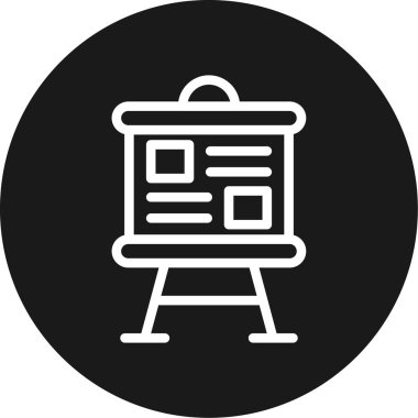 Etkileşimli Whiteboard Çizgisi Çemberi BG Simgesi, Basit Tasarımlı Vektör Resimleri