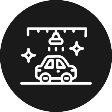 Elektrikli süpürge çizgisi olan araba BG Simgesi, Basit Tasarımlı Vektör Resimleri