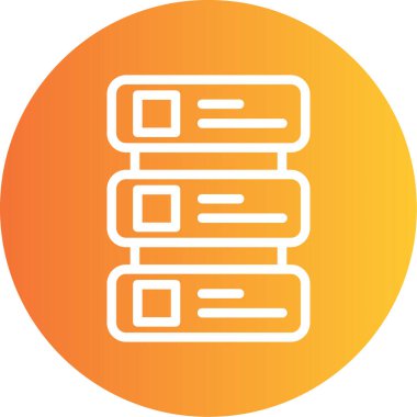 Veritabanı Satırı Gradyan Çemberi Simgesi, Basit Tasarımlı Vektör Resimleri