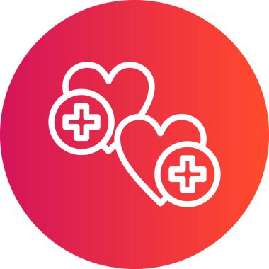 Kalp Tedavi Çizgisi Gradyan Çemberi Simgesi, Basit Tasarımlı Vektör Resimleri