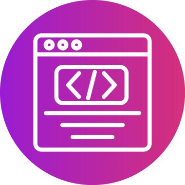 Kod İyimserleştirme Satırı Gradyan Çemberi Simgesi, Basit Tasarımlı Vektör Resimleri